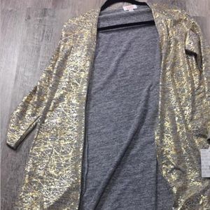Lularoe Elegant Gold and Grey Splatter Sarah